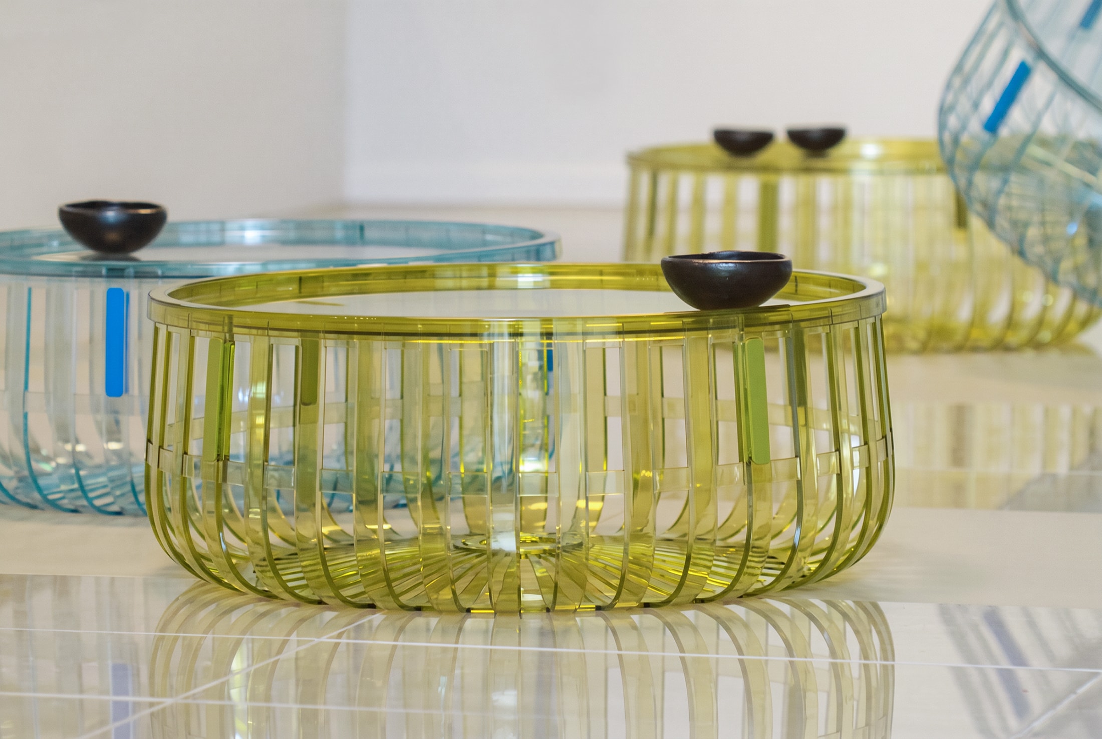 Geometric glass vessels representing the art of balance in design